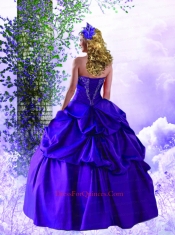 2015 Fashionable Tulle and Taffeta Appliques Purple Quinceanera Dress