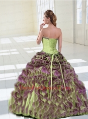2015 Luxurious Ruffles and Appliques Multi-color Quinceanera Dress