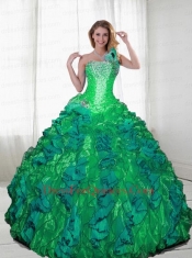 2015 Luxurious Strapless Blue Sweet Sixteen Dresses With Beading and Ruffles