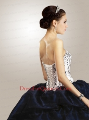 2015 Modern Appliques Quinceanera Dress in White and Fuchsia with Pick Ups