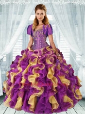 2015 New Arrival Sweetheart Ruffles and Appliques Multi-color Quinceanera Dresses