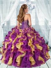 2015 New Arrival Sweetheart Ruffles and Appliques Multi-color Quinceanera Dresses