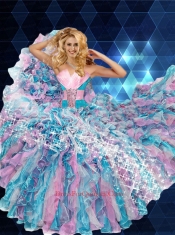 2015 Newest Strapless Multi-color Dress for Quinceanera with Ruffles