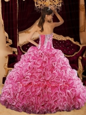2015 Pink Sweetherat Beading and Ruffles Quinceanera Dress for Party