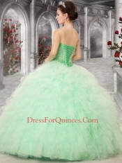 2015 Pretty Sweetheart Peach Quinceanera Dresses with Beading and Ruffles