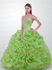 2015 Romantic Strapless Beaded and Ruffled Quinceanera Gown in Green 2015 Romantic Strapless Beaded and Ruffled Quinceanera Gown in Green