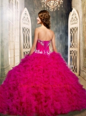 2015 The Most Popular Sweetheart Ruffles and Beading Quinceanera Dresses   in Hot Pink