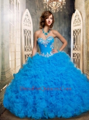 2015 The Most Popular Sweetheart Ruffles and Beading Quinceanera Dresses   in Hot Pink