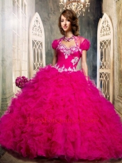 2015 The Most Popular Sweetheart Ruffles and Beading Quinceanera Dresses in Hot Pink