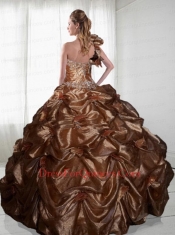 2015 Wonderful  Brown Sweet 16 Dresses with Beading and Pick-ups