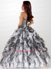 Affordable Black and White Beading Quinceanera Dresses For 2015