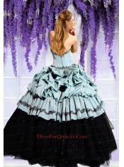 Brand New Light Blue and Black Quinceanera Dresses with Appliques for 2014