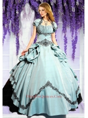 Brand New Light Blue and Black Quinceanera Dresses with Appliques for 2014