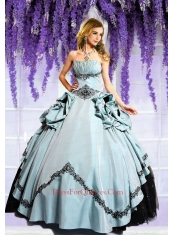 Brand New Light Blue and Black Quinceanera Dresses with Appliques for 2014