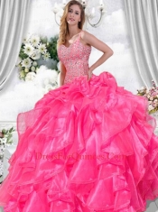Classical Sweetheart Beading and Ruffles Quinceanera Dresses in Hot Pink For 2015
