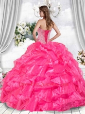 Classical Sweetheart Beading and Ruffles Quinceanera Dresses in Hot Pink For 2015