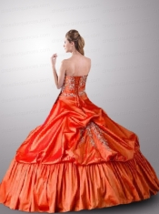 Exclusive Beading and Pick-ups Quinceanera Dress in Orange Red