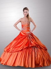 Exclusive Beading and Pick-ups Quinceanera Dress in Orange Red