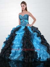 Exclusive Sweetheart Quinceanera Gown with Beading and Ruffles for 2014