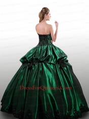Exquisite Green and Black Dress For Quinceanera with Appliques