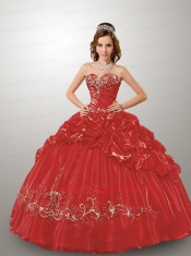Fashionable Sweetheart Appliques and Pick-ups Red Dresses for Quince
