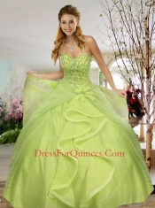 Fashionable Sweetheart Yellow Green Quinceanera Dresses with Beading