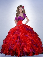 Gorgeous Sweetheart Beading and Ruffles Quinceanera Dresses in Red