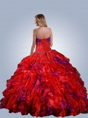 Gorgeous Sweetheart Beading and Ruffles Quinceanera Dresses in Red