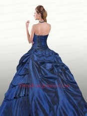 Halter Top Appliques and Ruffles Quinceanera Dresses in Royal Blue