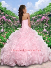 Lovely Sweetheart Beading and Ruffles Quinceanera Dress in Baby Pink