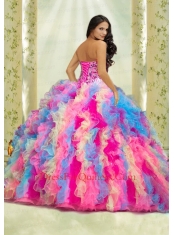 Luxurious Multi-color Sweetheart Appliques and Ruffles Dresses for Quinceanera for 2015