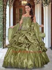Luxurious Tea Green Quinceanera Dresses with Appliques