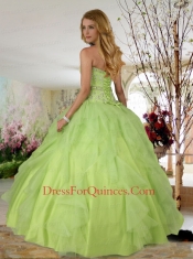 Modern Spring Green Sweetheart Beading Tulle Sweet 16 Dress
