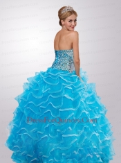 Modest Sweetheart Beading and Ruffled Layers Aqua Blue Quinceanera Dresses for 2015