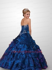 Modest Sweetheart Royal Blue Dress For Quinceanera with Appliques and Ruffles