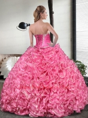 Most Popular Watermelon Red Quinceanera Dress with Beading and Ruffles