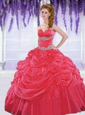 New Arrival Sweetheart Red Quinceanera Dresses with Beading and Pick-ups for 2015