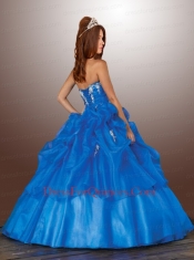 New Style Blue Pick Ups and Appliques Quinceanera Gown