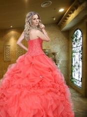 New Style Pick Ups Quinceanera Dresses in Watermelon with Beading