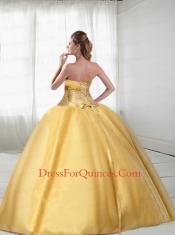 Perfect Gold Quinceanera Gown with Embroidery For 2014