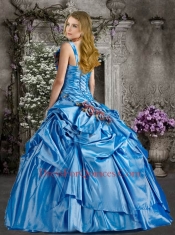 Popular Hand Made Flower Quinceanera Dresses in Blue