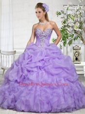 Popular Sweetheart Baby Pink Quinceanera Gowns with Pick-ups and Ruffles for 2015