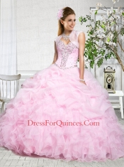 Popular Sweetheart Baby Pink Quinceanera Gowns with Pick-ups and Ruffles for 2015