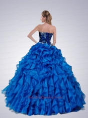 Pretty Strapless Beading and Ruffles Quinceanera Dress in Pink For 2014