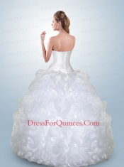 Romantic Strapless Appliques and Ruffles Sweet Sixteen Dresses in White for 2015