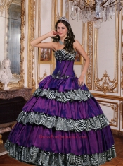 Ruffled Layers Taffeta and Zebra Sweetheart Quinceanera Dress in Purple for 2015 Ruffled Layers Taffeta and Zebra Sweetheart Quinceanera Dress in Purple for 2015