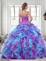 Sweetheart Multi-colored Quinceanera Dresses with Beading and Ruffles