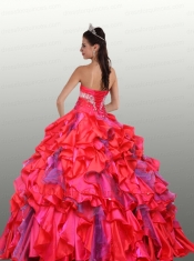 The Super Hot Red Quinceanera Dress with Beading and Ruffles For 2013