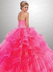 The Super Hot Strapless Hot Pink Quinceanera Dress with Beading and Ruffled Layers for 2015