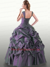 Wide Straps Quinceanera Dresses with Appliques and Pick-ups
